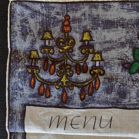 NWT LADY HERITAGE VINTAGE WAITER MENU CHANDELIER SILK SCARF MADE IN SWITZERLAND - Picture 3 of 3